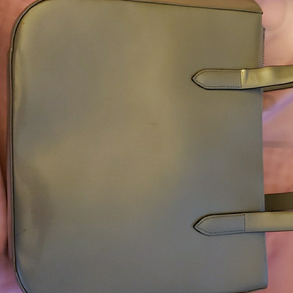 Authentic Agnés B grey leather shoulder bag.